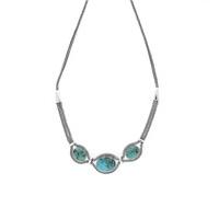 Turquoise Necklace 3 Stone Oval Foxtail Silver