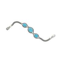 Turquoise Bracelet 3 Stone Oval Foxtail Silver