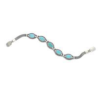 Turquoise Bracelet 5 Stone Marquise Foxtail Silver