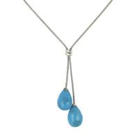 Turquoise Necklace Two Drop Silver