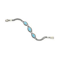 Turquoise Bracelet 3 Stone Marquise Foxtail Silver