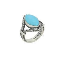 Turquoise Ring Split Shank Marquise Foxtail Silver