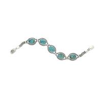 Turquoise Bracelet 5 Stone Oval Foxtail Silver