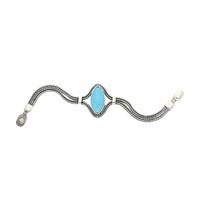 Turquoise Bracelet Single Stone Marquise Foxtail Silver