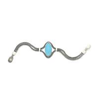 turquoise bracelet single stone marquise foxtail silver