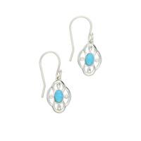 turquoise earrings open flower drop silver