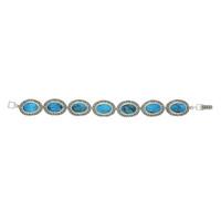 Turquoise Bracelet Seven Stone Oval Marcasite Silver