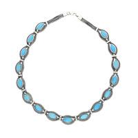 Turquoise Necklace 16 Stone Marquise Foxtail Silver