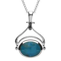 Turquoise Necklace Oval Swivel Fob Silver