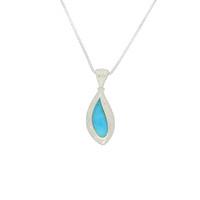 Turquoise Necklace Marquise Shape Beaded Edge Silver