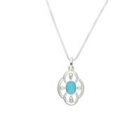 Turquoise Necklace Open Flower Design Silver