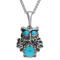 turquoise necklace owl moving head silver