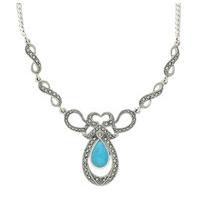 Turquoise Necklace Pear Drop Bow Twist Silver
