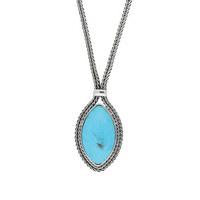 Turquoise Necklace Single Stone Marquise Foxtail Silver