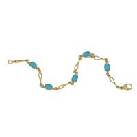 turquoise bracelet oval link 9ct yellow gold