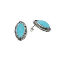 Turquoise Earrings Marquise Foxtail Silver