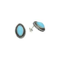 Turquoise Earrings Marquise Foxtail Silver