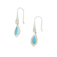 turquoise earrings marquise shape beaded edge silver