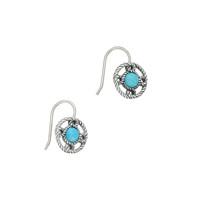 Turquoise Earrings Rope Edge Port Hole Silver