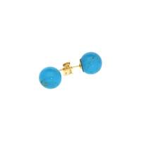 Turquoise Earrings Studs 8mm Balls 9ct Yellow Gold