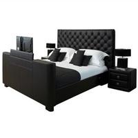 tv beds co los angeles 4ft 6 double leather tv bed black