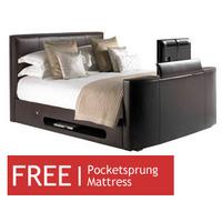 TV Beds Co New York 6FT Superking Leather TV Bed - Black - Free 6FT Sorrento Mattress