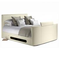 TV Beds Co New York 4FT 6 Double Leather TV Bed - Ivory
