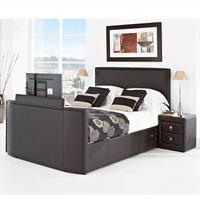 TV Beds Co New York 4FT 6 Double Leather TV Bed - Dark Brown