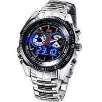 TVG KM-468 Men\'s Luxury Strap Watch Analog-digital Multifunctional LED Noctilucent Two Time Zones Calendar 50M Water Resistant Sport Wrist Watch