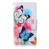 two butterflies painted pu phone case for huawei p8 lite