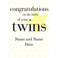 twins star | personalised new baby card