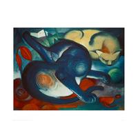 Two Cats, Blue and Yellow By Franz Marc