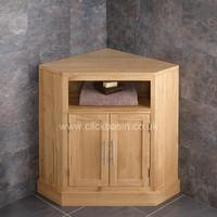 Two Door Natural Oak Corner Bathroom Cabinet from Our Cube Range