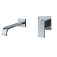 Two Piece Wall Mounted Quadrato Monobloc Curved Spout Basin Mixer Tap