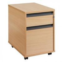 Two drawer 567mm high mobile pedestal in Beech