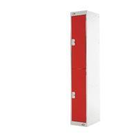 two compartment locker red door 300mm deep mc00011