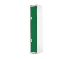 two compartment locker green door 450mm deep mc00046