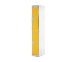 two compartment locker yellow door 450mm deep mc00048