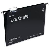 Twinlock Crystalfile Extra Suspension Foolscap File 15mm Black Pack of