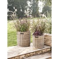 Two Round Rattan Planters