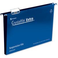 twinlock crystalfile extra 30mm foolscap blue pack of 25