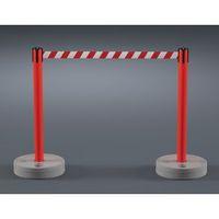 TWIN PACK OF OUTDOOR POSTS IN RED WITH 3.65M RED AND WHITE CHEVRON WEBBING
