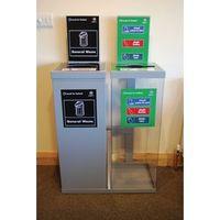 TWO 80l MIXED METAL / TRANSPARENT WITH GREY LID INTERNAL RECYCLING BIN