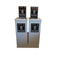 two 80ltr single metal grey body grey lid internal recycling bins