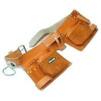 two tone toolzone hd leather double pouch with metal roller buckle