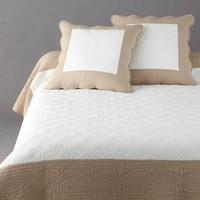 Two-Tone Quilted Cotton Throwover with Scalloped Trim