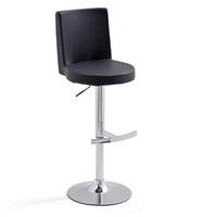 Twist Bar Stool Black Faux Leather With Round Chrome Base