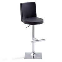 Twist Bar Stool Black Faux Leather With Square Chrome Base
