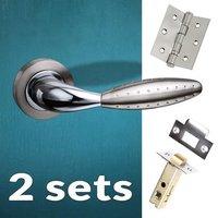 two pack oran mediterranean lever on rose satin nickel polished chrome ...