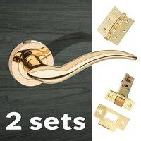 Two Pack Barcelona Mediterranean Lever on Rose - Polished Brass Handle